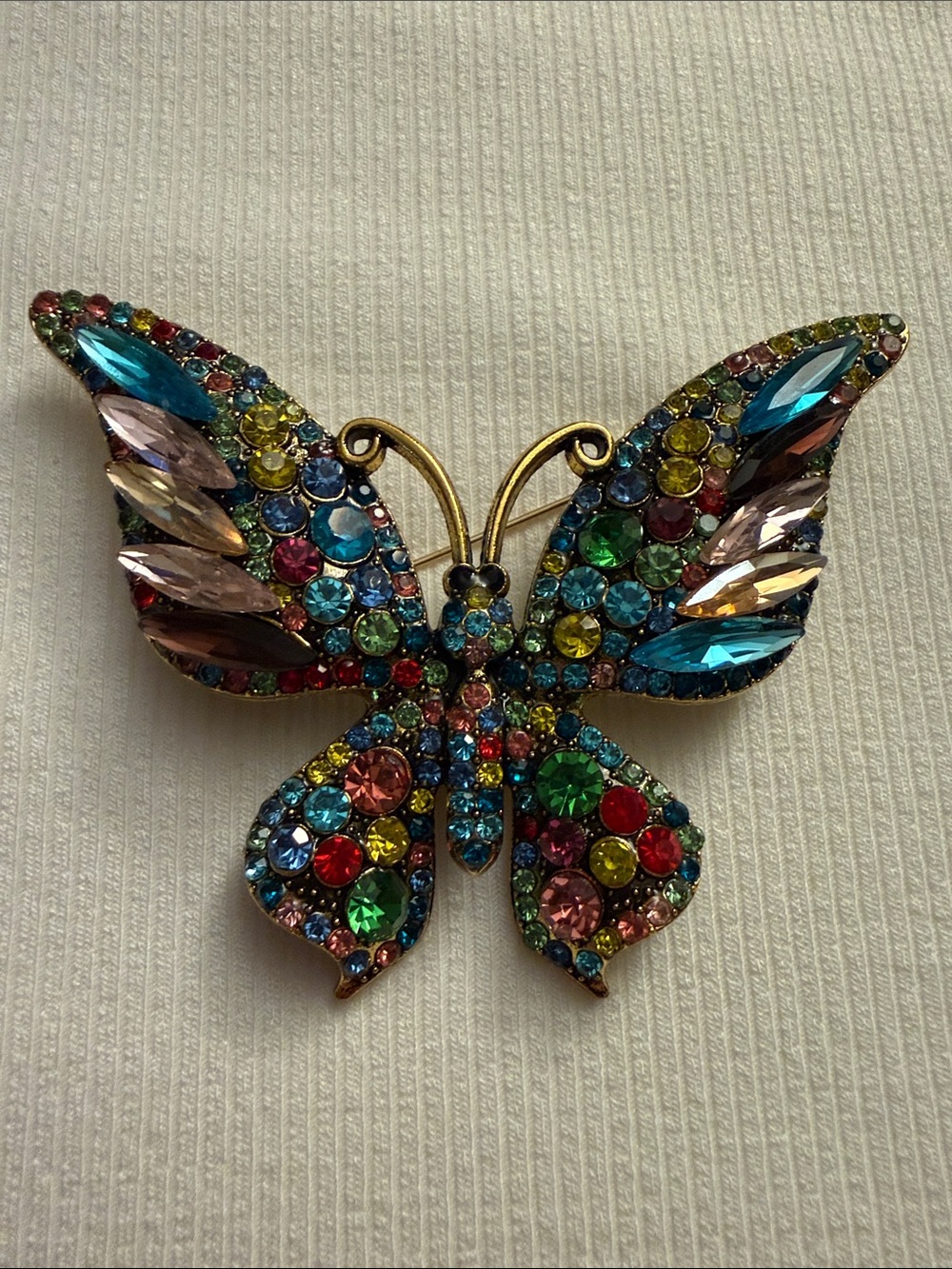 Multicolor Crystal Butterfly Brooch - Women Jewelry